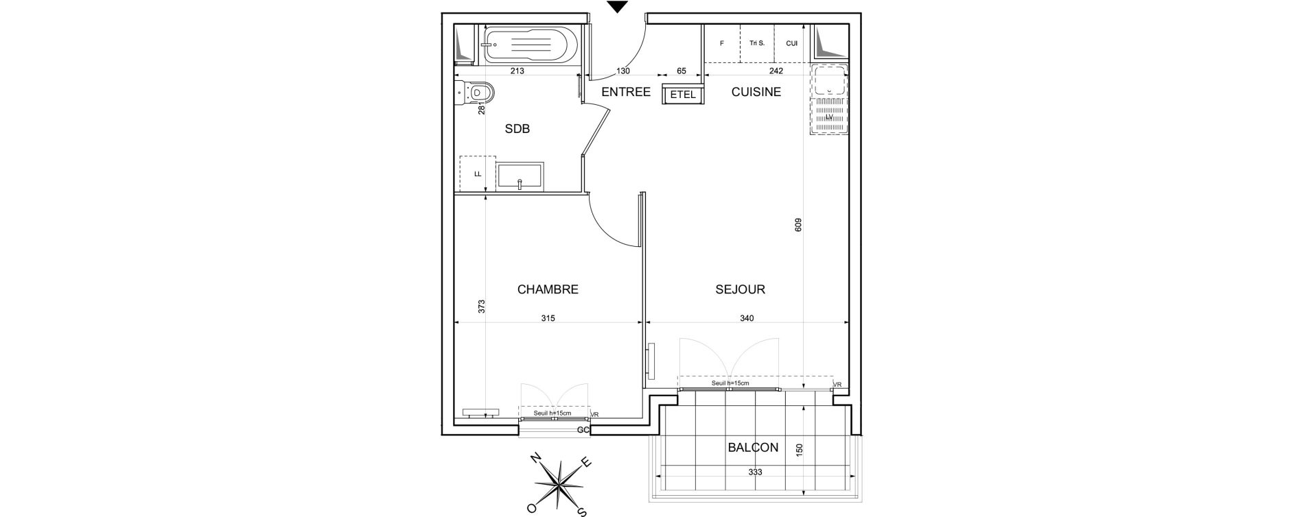 Appartement T2 de 40,31 m2 &agrave; Limay Centre