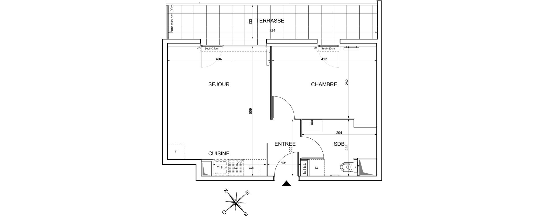 Appartement T2 de 39,56 m2 &agrave; Limay Centre