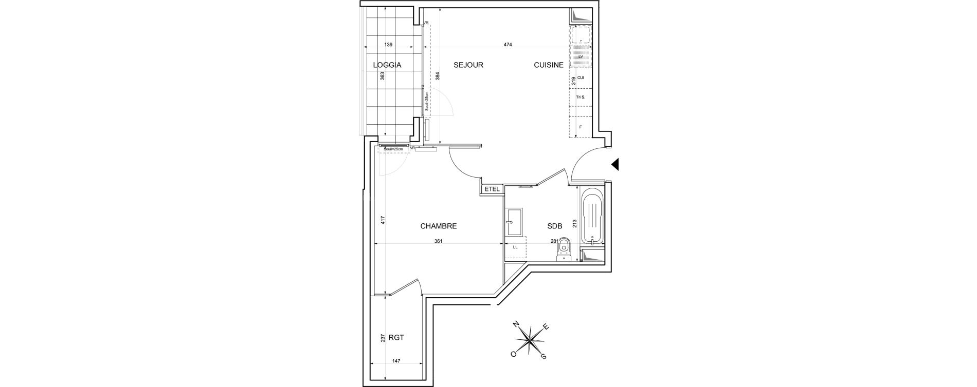 Appartement T2 de 45,10 m2 &agrave; Limay Centre