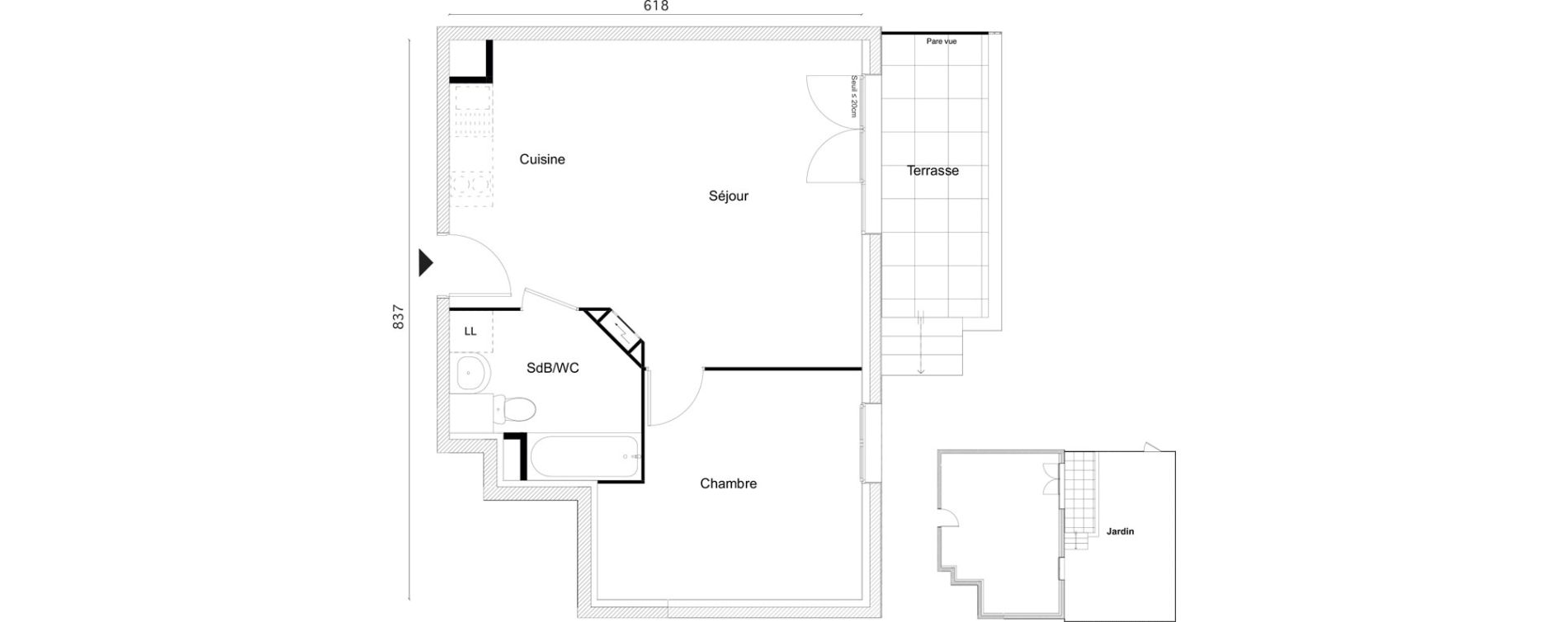 Appartement T2 de 45,80 m2 &agrave; Limay Centre