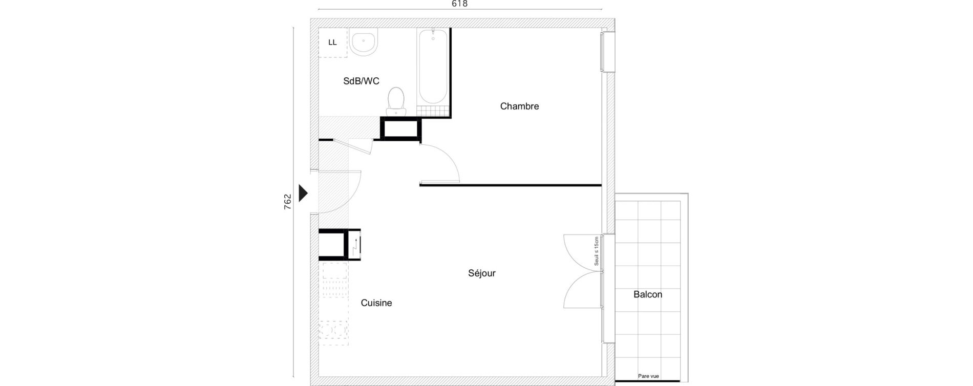 Appartement T2 de 45,50 m2 &agrave; Limay Centre