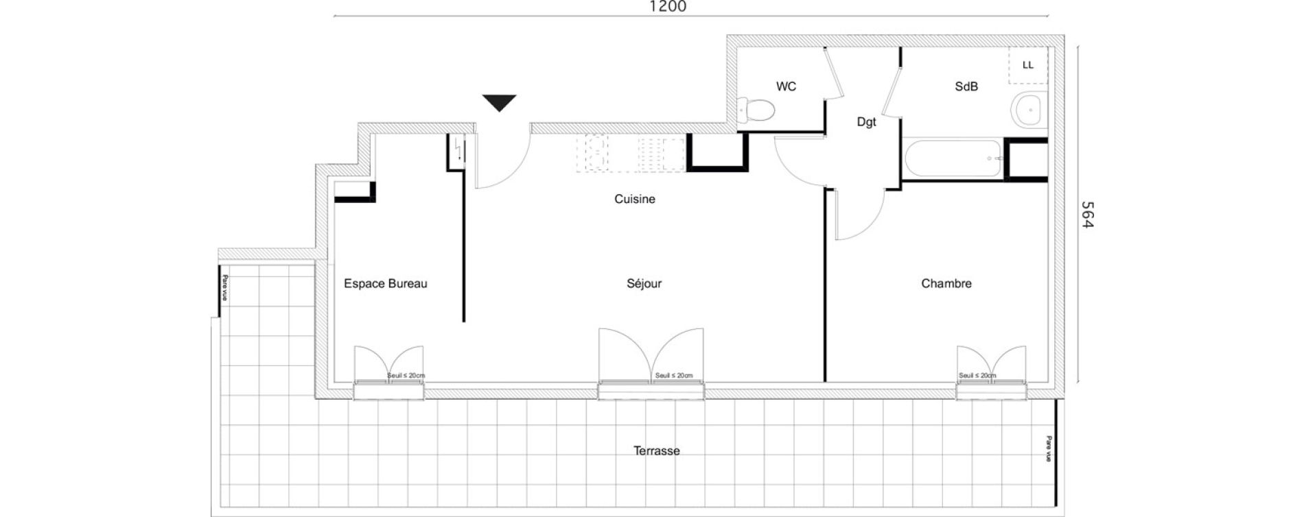 Appartement T2 bis de 54,80 m2 &agrave; Limay Centre