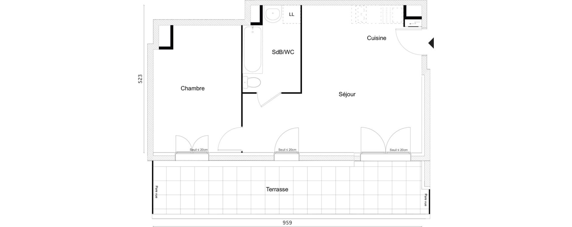 Appartement T2 de 45,55 m2 &agrave; Limay Centre