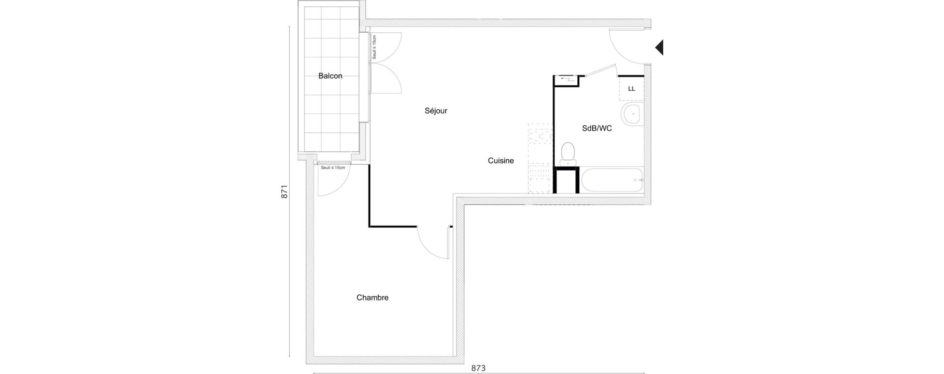 Appartement T2 de 47,65 m2 &agrave; Limay Centre