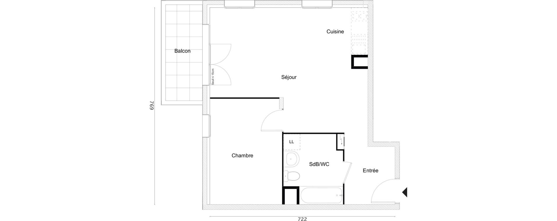 Appartement T2 de 48,25 m2 &agrave; Limay Centre