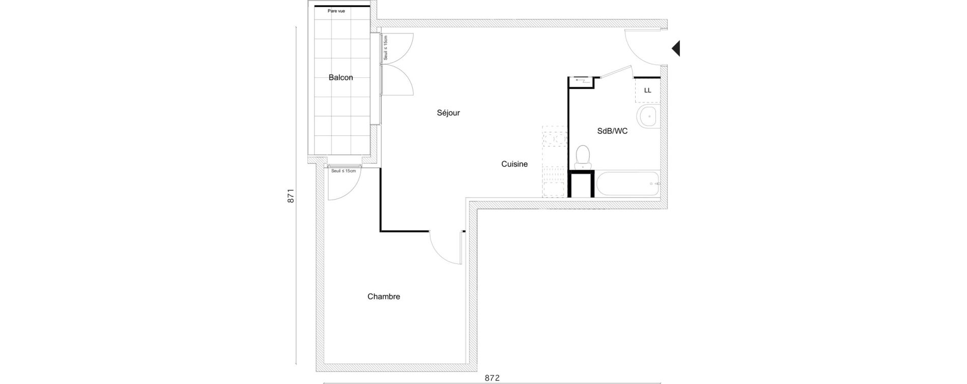 Appartement T2 de 47,65 m2 &agrave; Limay Centre