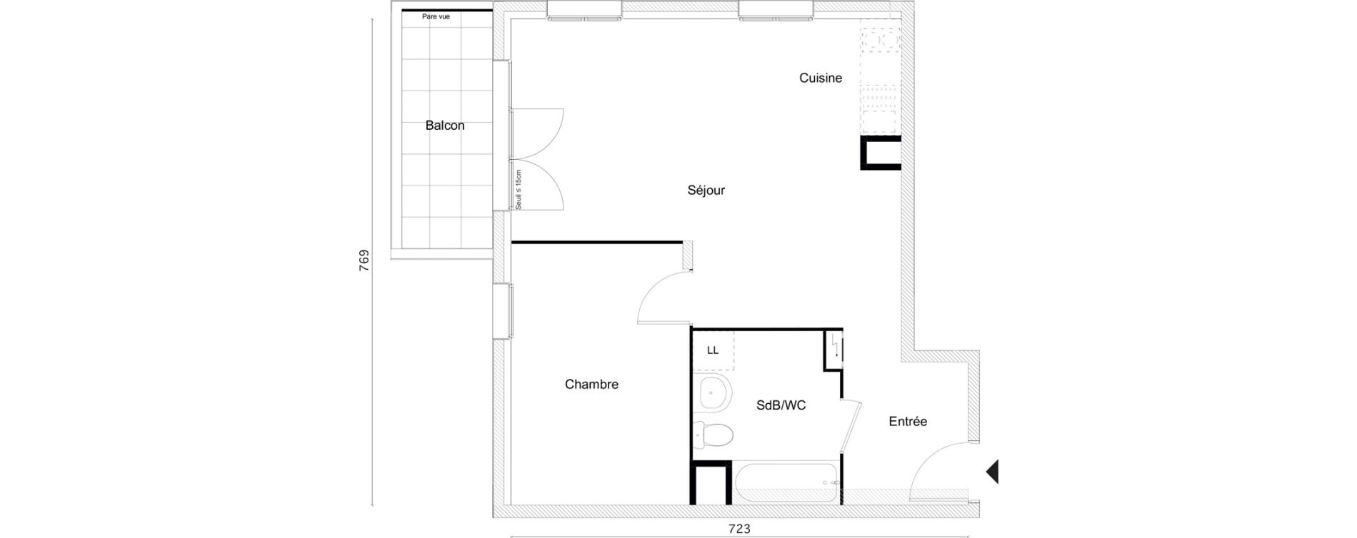 Appartement T2 de 48,25 m2 &agrave; Limay Centre