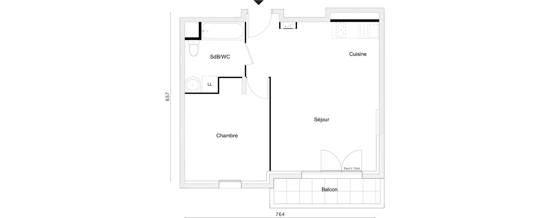 Appartement T2 de 45,05 m2 &agrave; Limay Centre