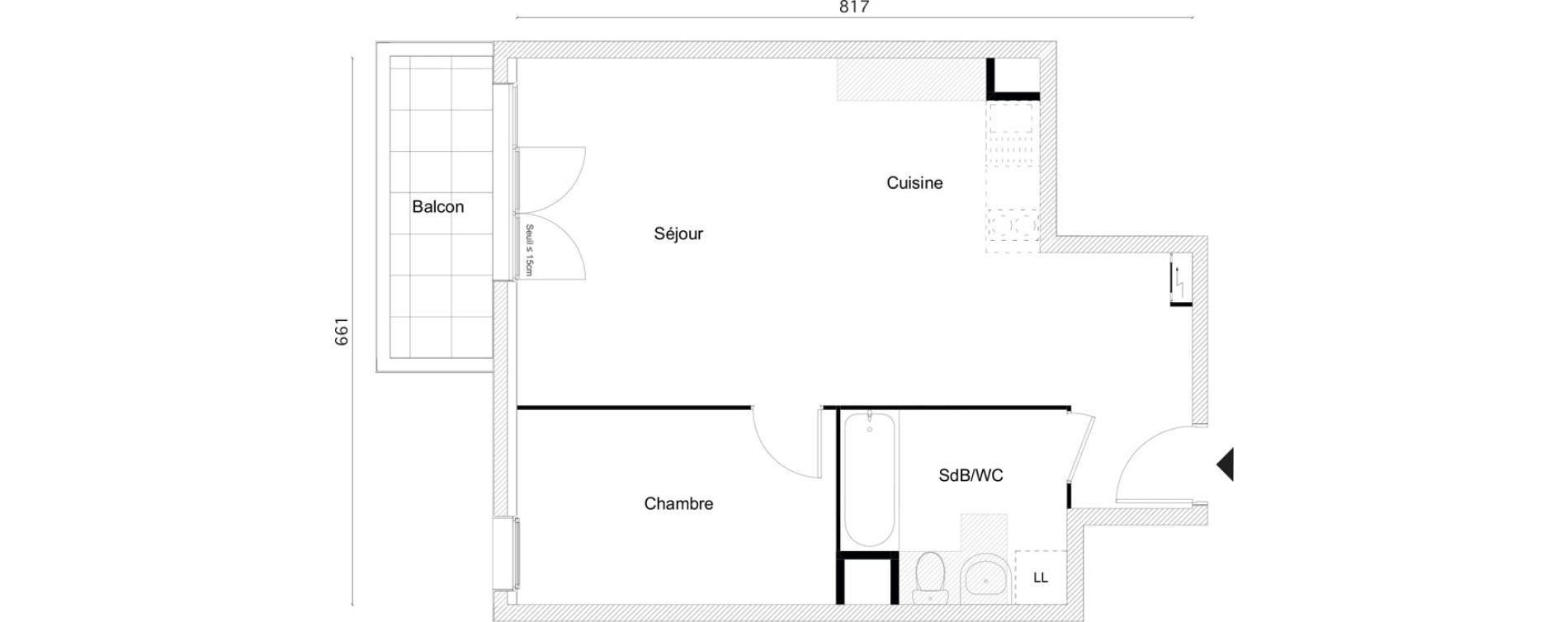 Appartement T2 de 46,40 m2 &agrave; Limay Centre