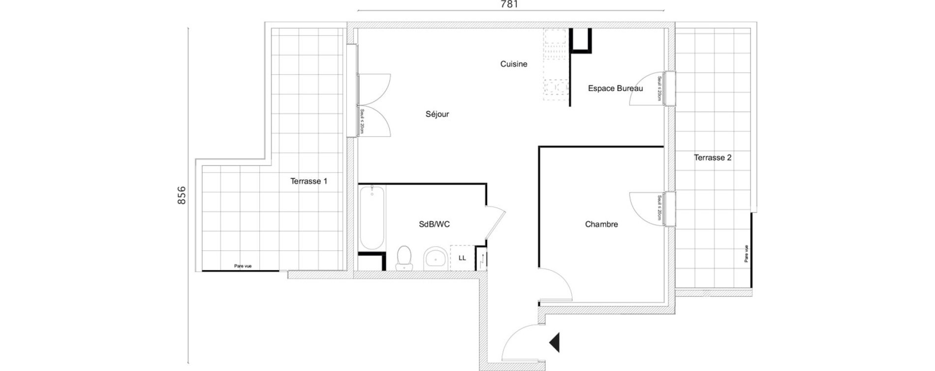 Appartement T2 bis de 52,40 m2 &agrave; Limay Centre