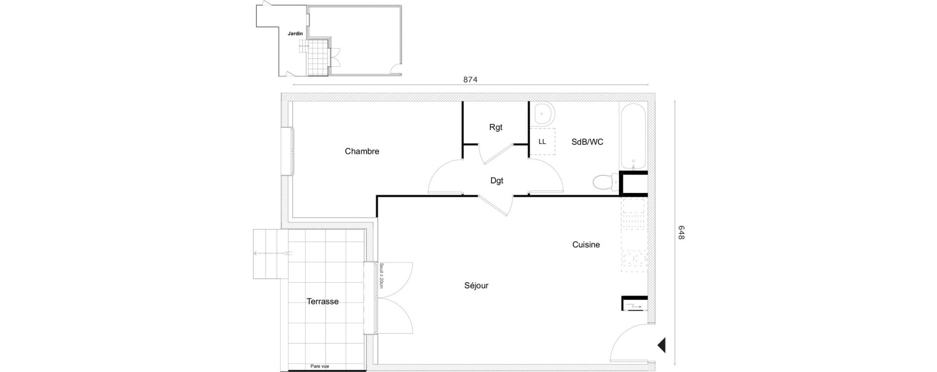 Appartement T2 de 47,70 m2 &agrave; Limay Centre