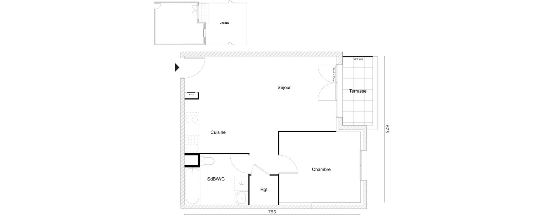 Appartement T2 de 48,25 m2 &agrave; Limay Centre