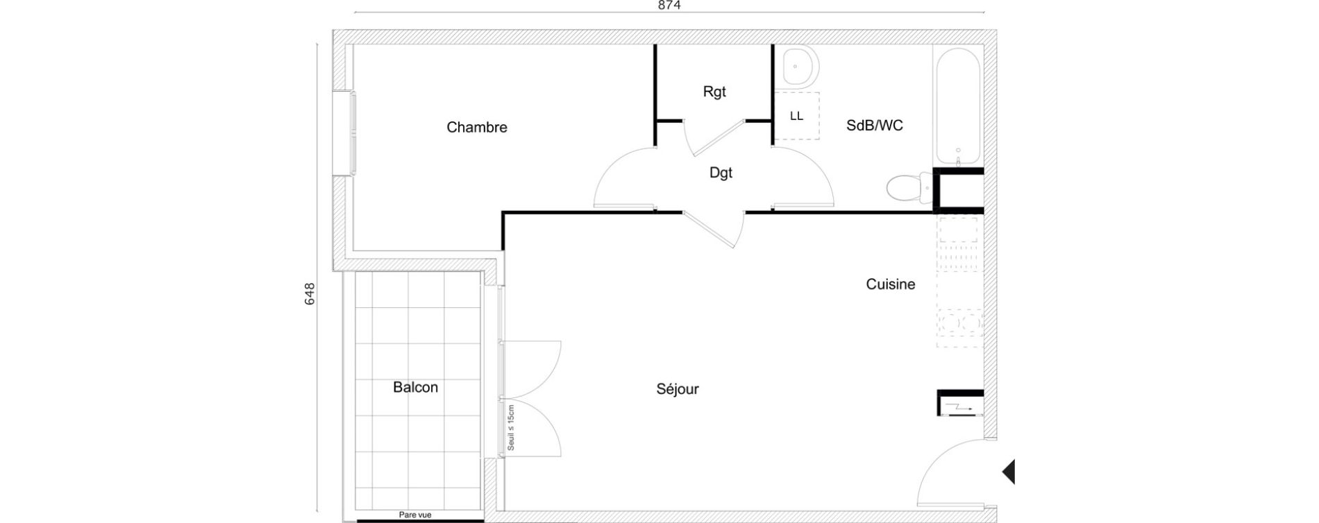 Appartement T2 de 47,70 m2 &agrave; Limay Centre