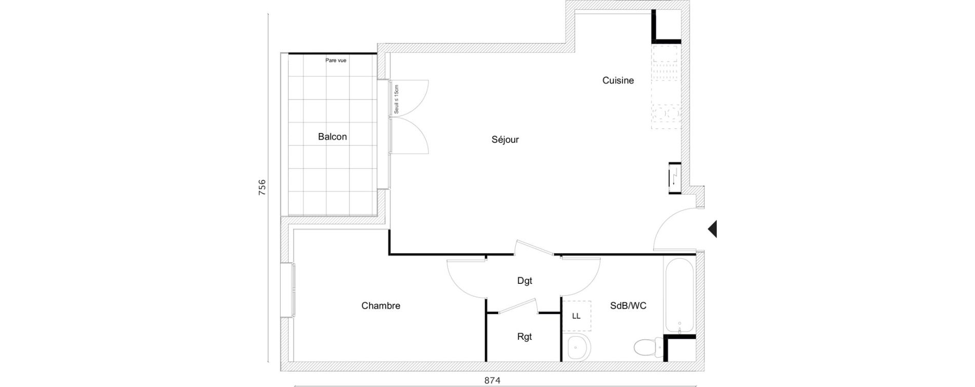 Appartement T2 de 49,95 m2 &agrave; Limay Centre