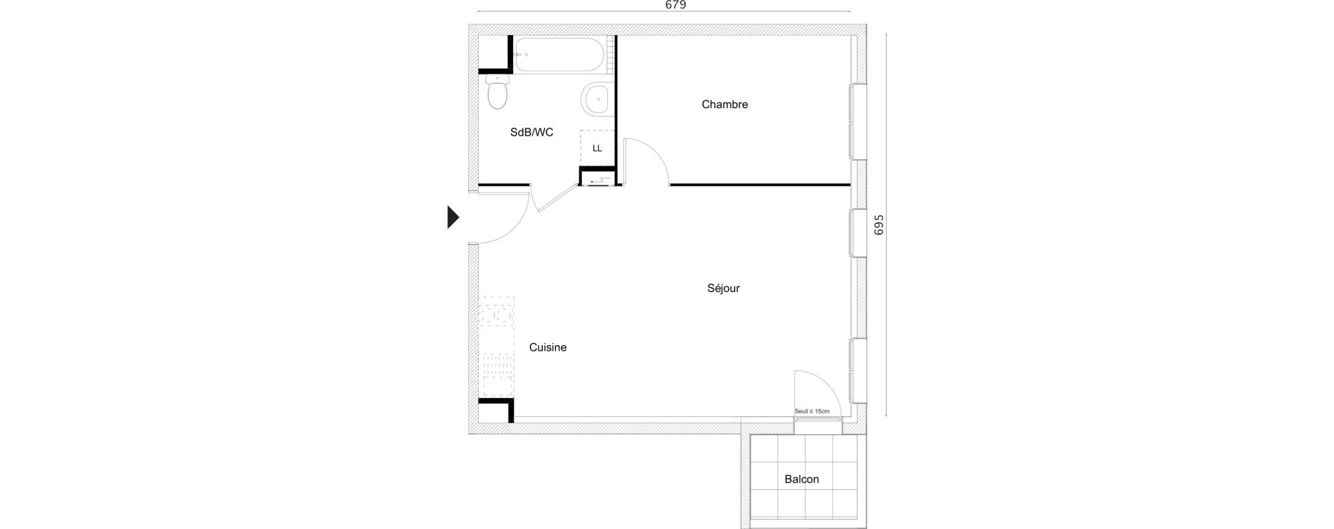 Appartement T2 de 45,80 m2 &agrave; Limay Centre