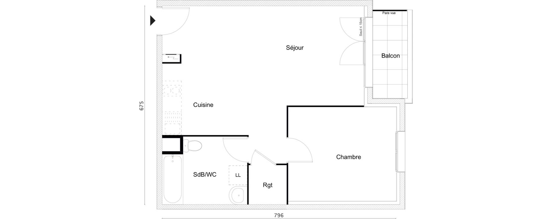 Appartement T2 de 48,25 m2 &agrave; Limay Centre