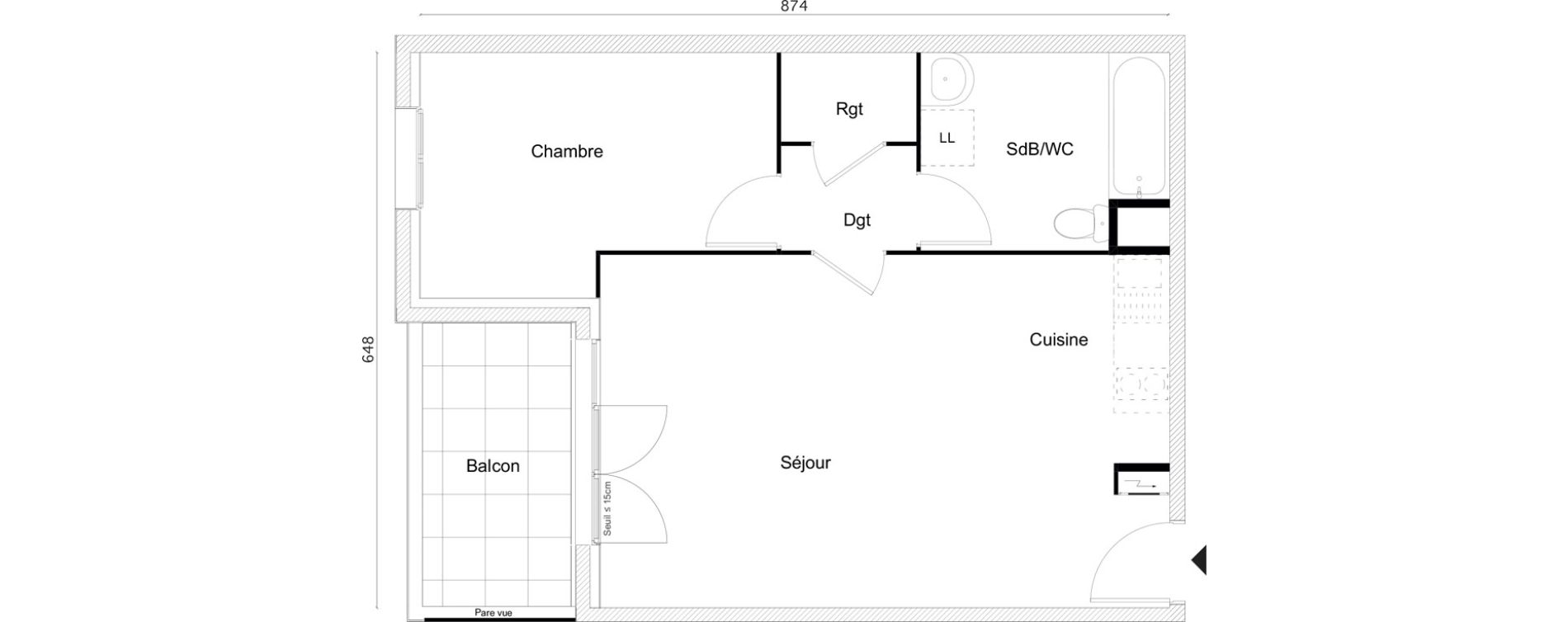 Appartement T2 de 47,70 m2 &agrave; Limay Centre