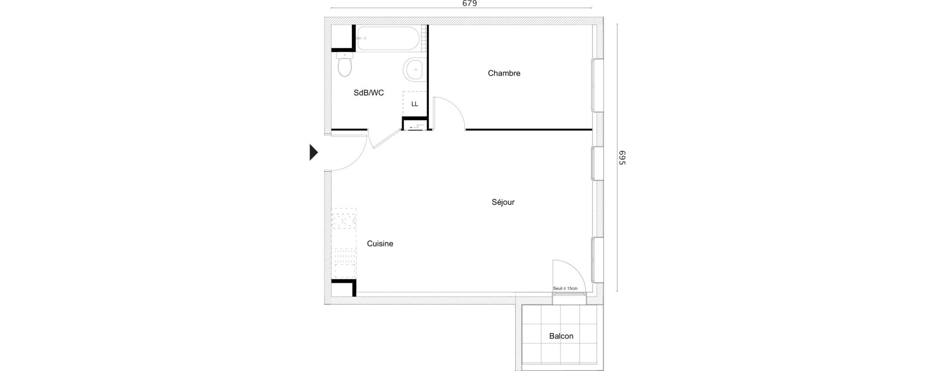 Appartement T2 de 45,80 m2 &agrave; Limay Centre