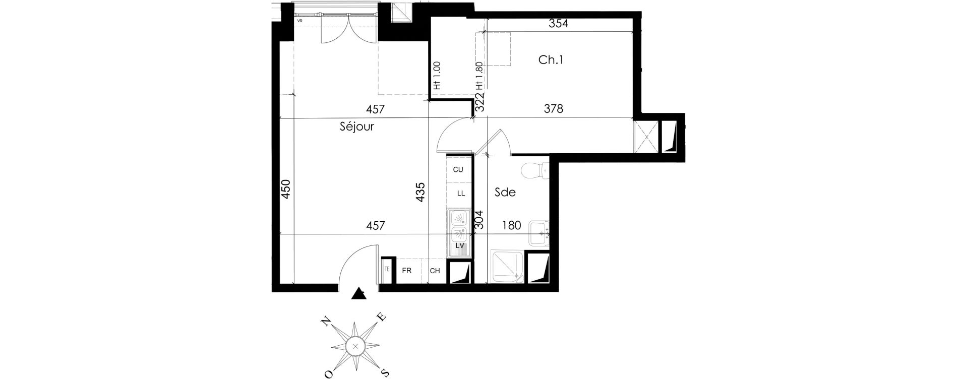 Appartement T2 de 40,85 m2 &agrave; Limay Centre