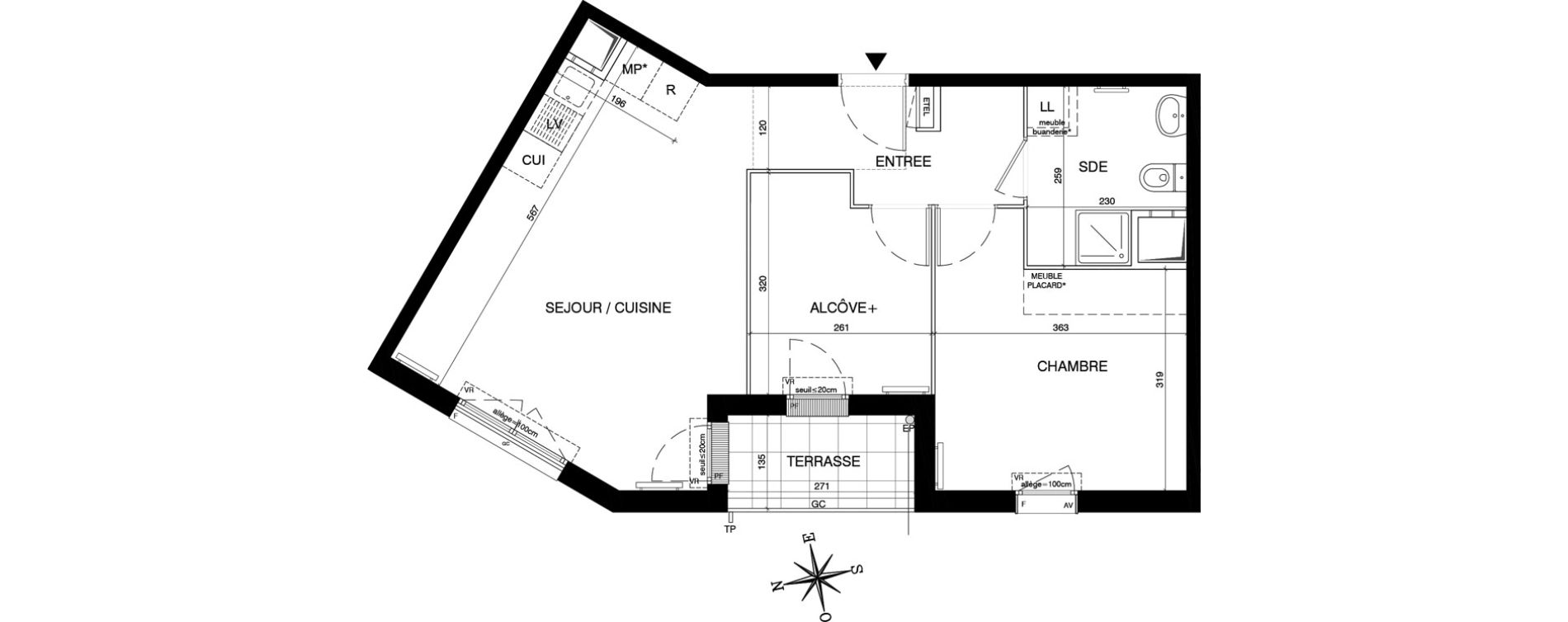 Appartement T2 de 53,83 m2 &agrave; Magnanville Centre