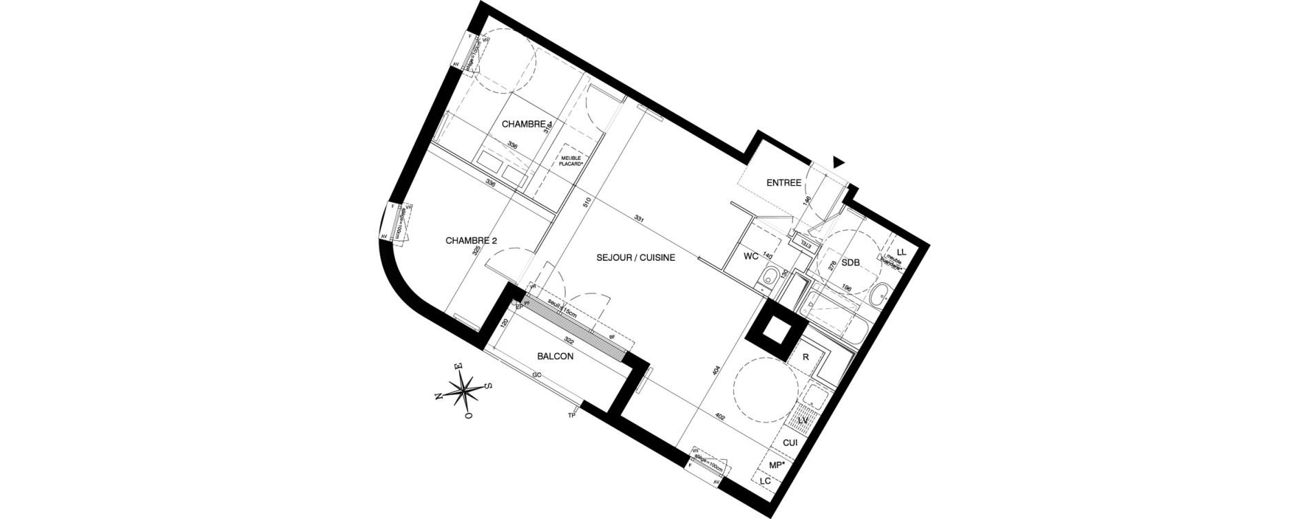 Appartement T3 de 64,31 m2 &agrave; Magnanville Centre