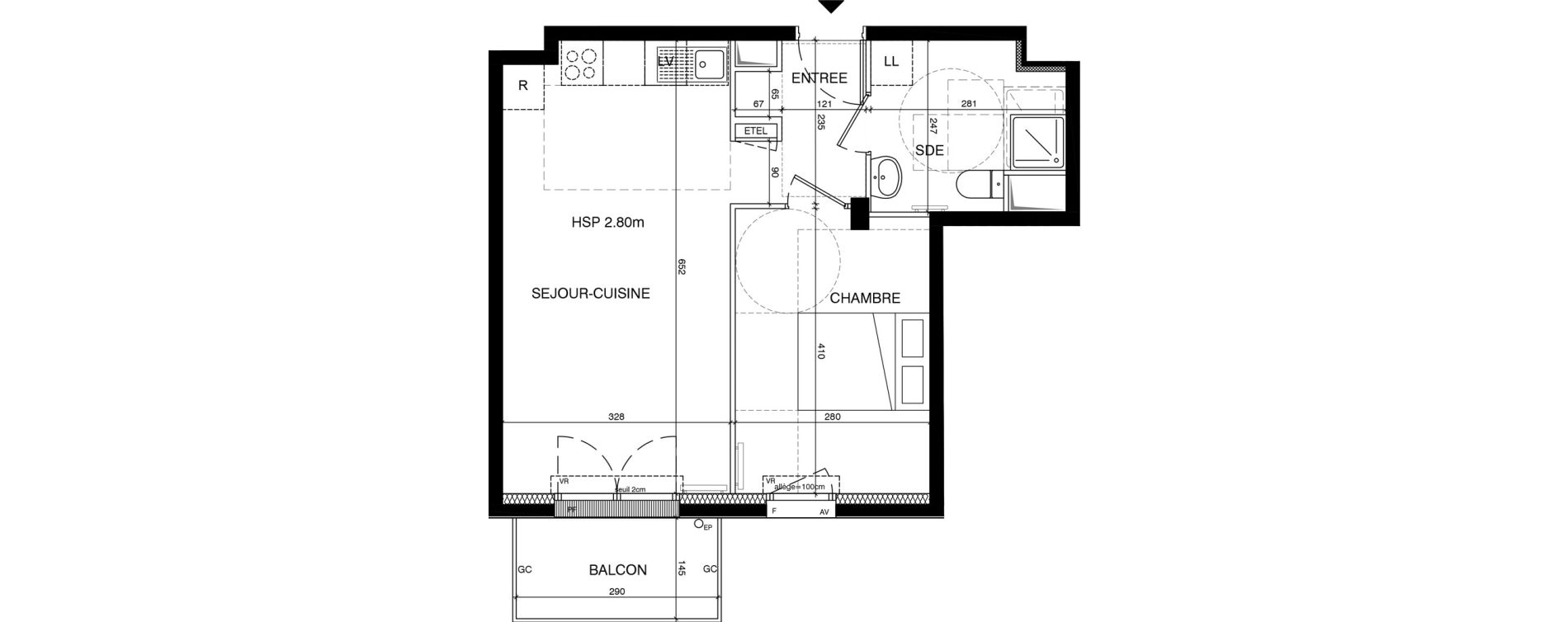 Appartement T2 de 42,44 m2 &agrave; Magnanville Centre