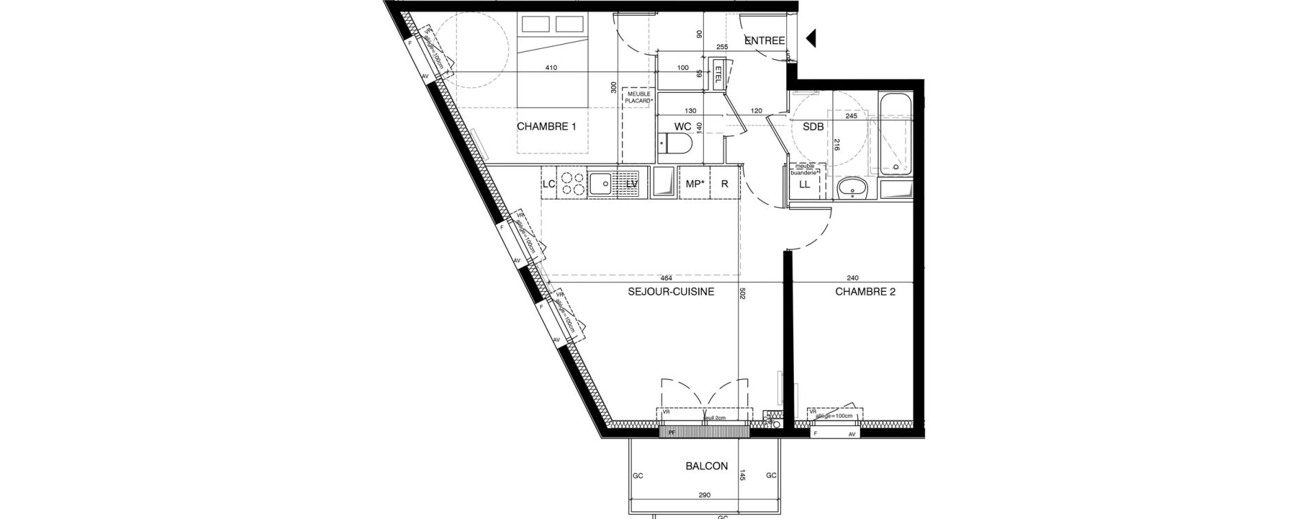 Appartement T3 de 57,91 m2 &agrave; Magnanville Centre