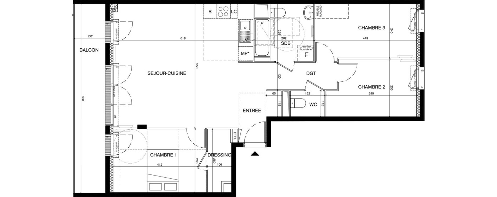 Appartement T4 de 83,52 m2 &agrave; Magnanville Centre