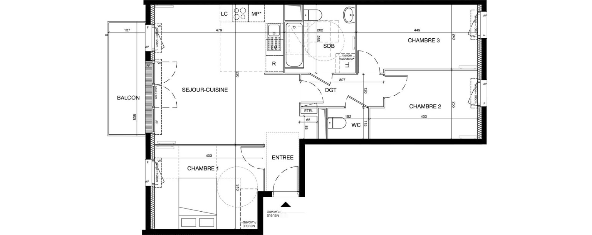 Appartement T4 de 73,47 m2 &agrave; Magnanville Centre