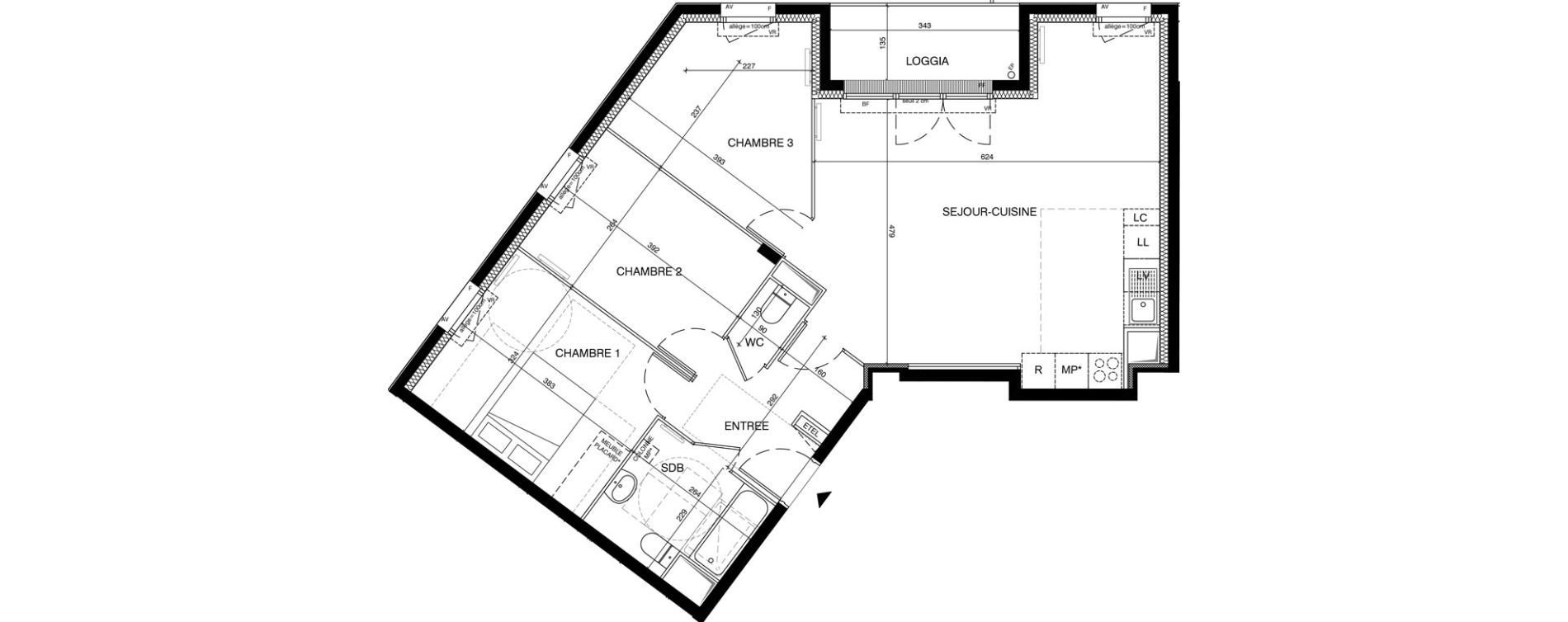 Appartement T4 de 79,44 m2 &agrave; Magnanville Centre