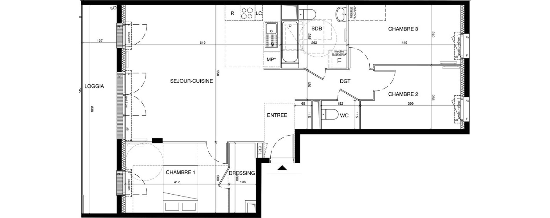Appartement T4 de 83,52 m2 &agrave; Magnanville Centre