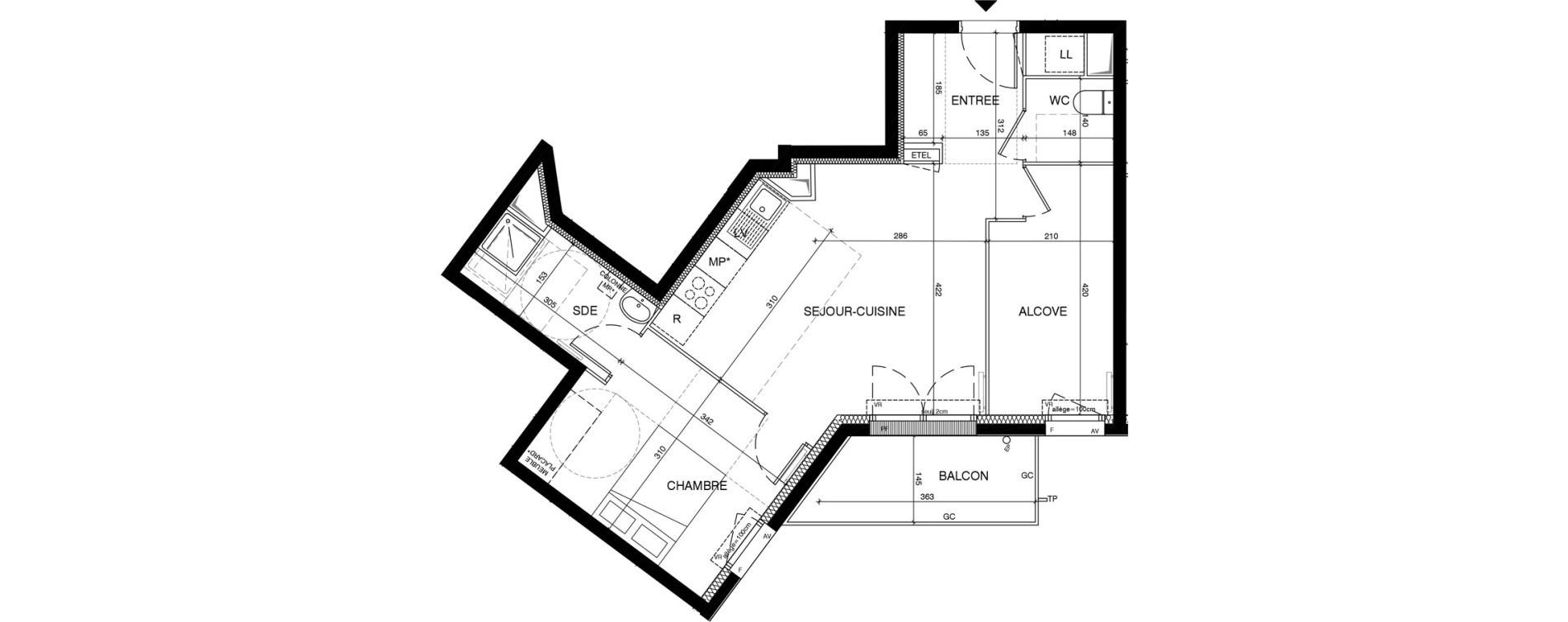 Appartement T2 de 51,12 m2 &agrave; Magnanville Centre