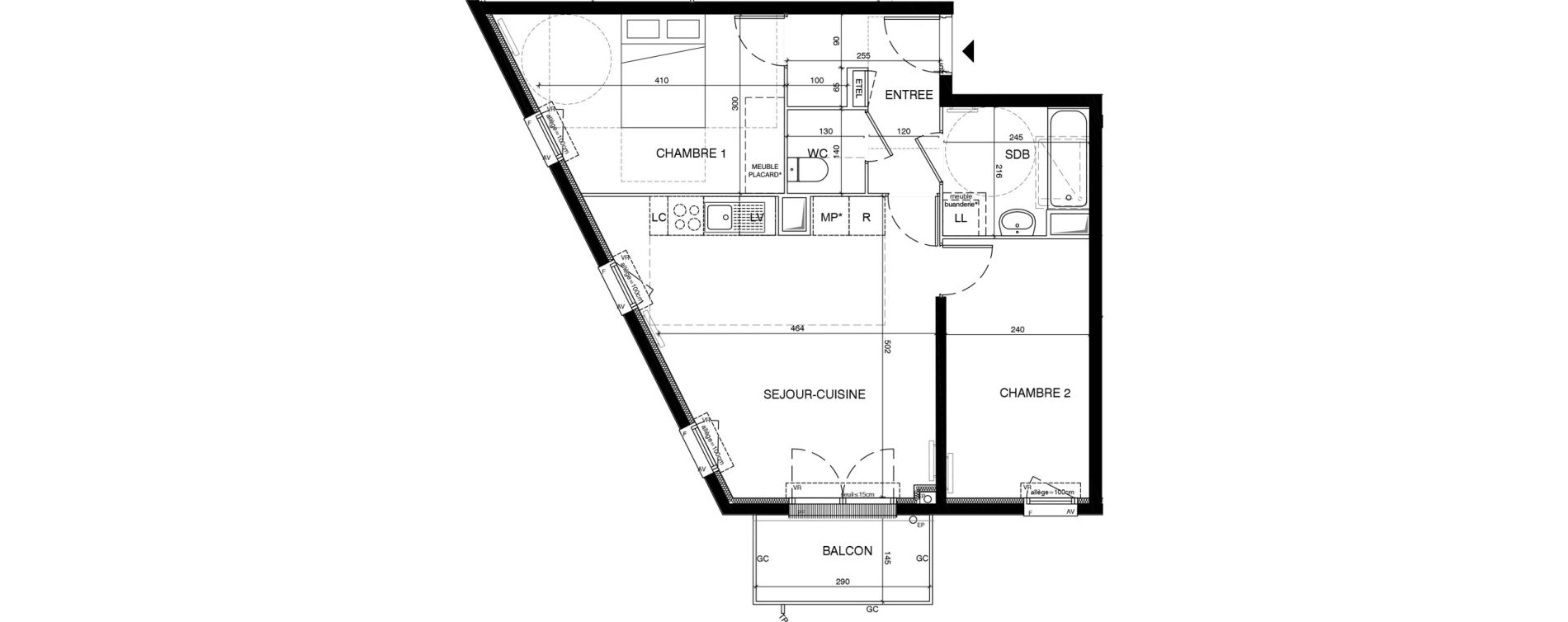 Appartement T3 de 58,21 m2 &agrave; Magnanville Centre