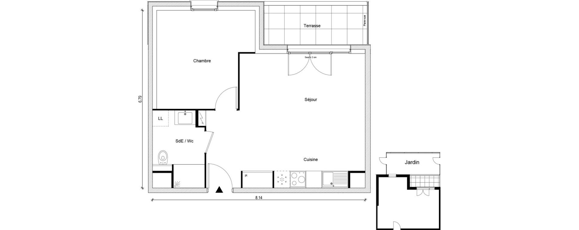 Appartement T2 de 45,83 m2 &agrave; Magnanville Centre