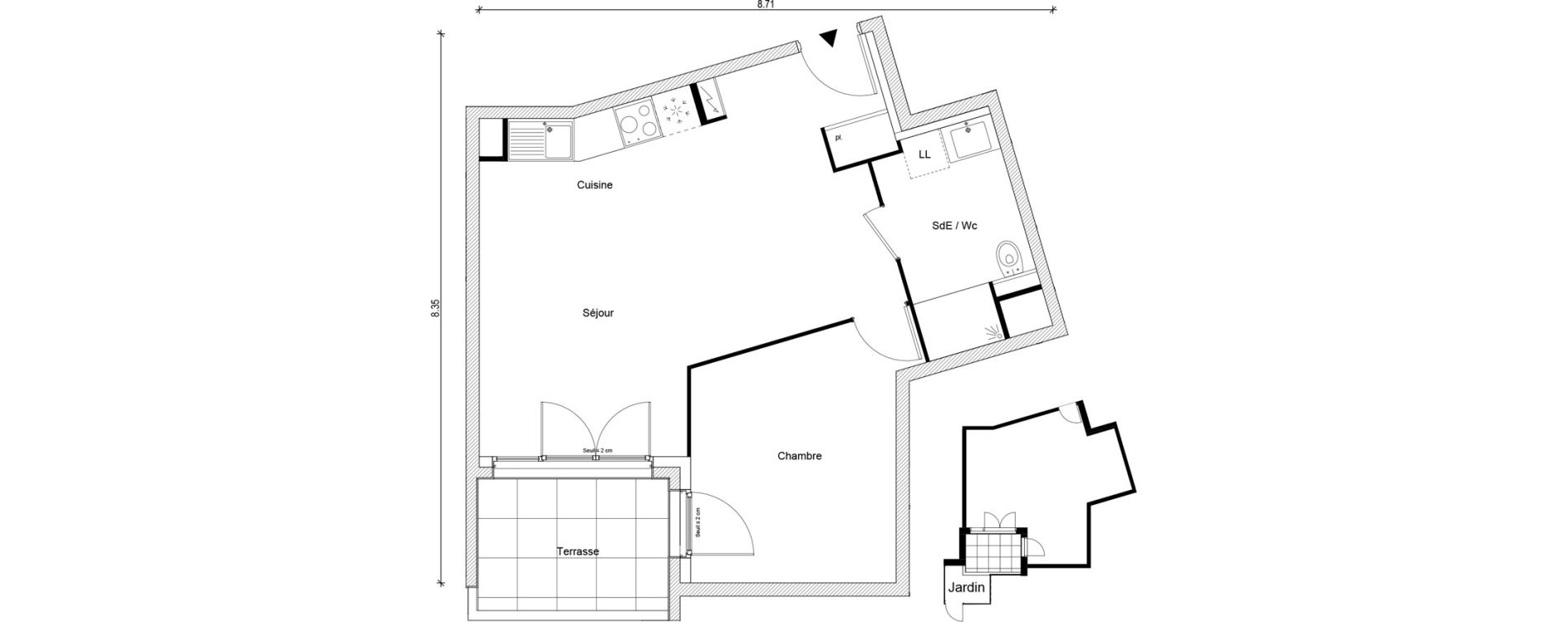 Appartement T2 de 46,58 m2 &agrave; Magnanville Centre