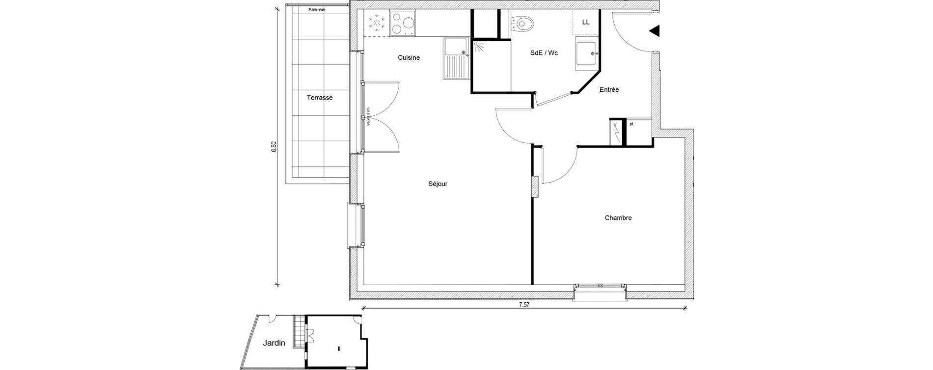 Appartement T2 de 45,15 m2 &agrave; Magnanville Centre