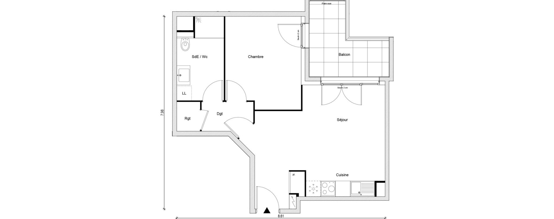 Appartement T2 de 45,22 m2 &agrave; Magnanville Centre