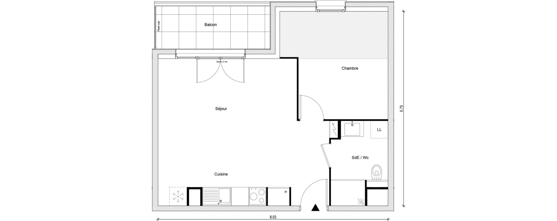 Appartement T2 de 45,70 m2 &agrave; Magnanville Centre