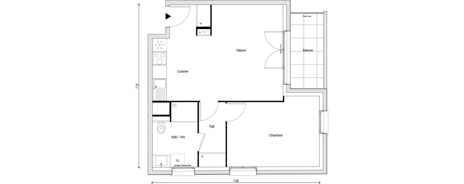 Appartement T2 de 45,86 m2 &agrave; Magnanville Centre