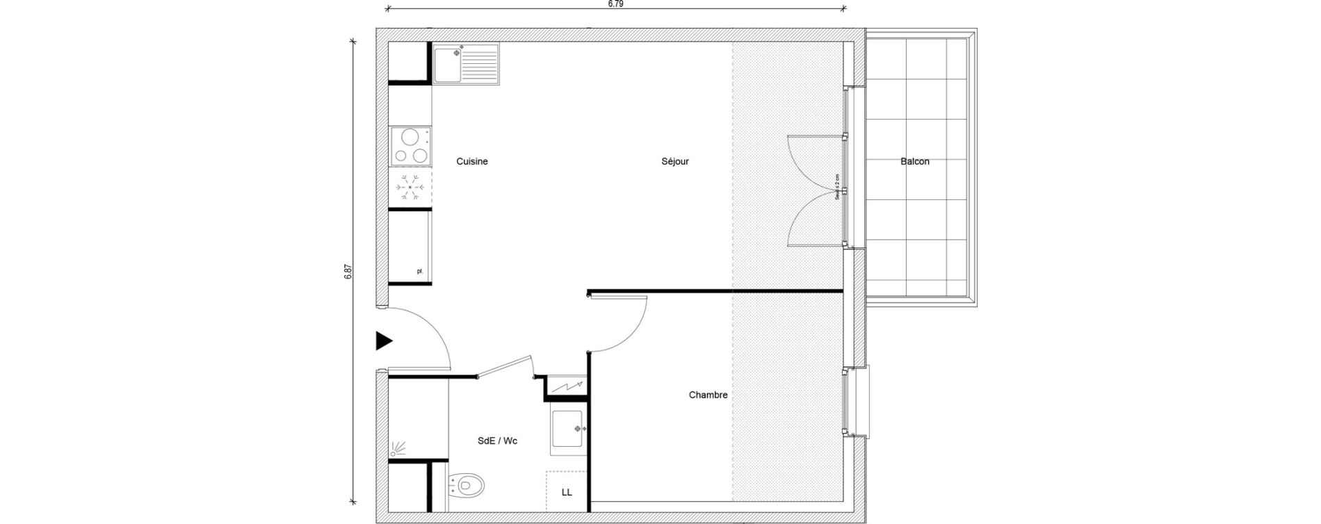 Appartement T2 de 45,19 m2 &agrave; Magnanville Centre