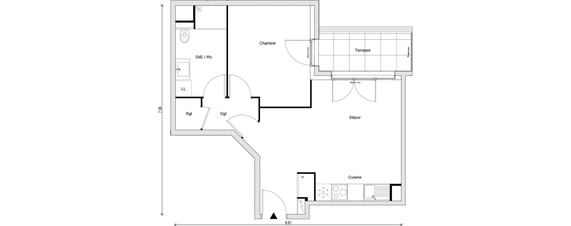 Appartement T2 de 45,22 m2 &agrave; Magnanville Centre