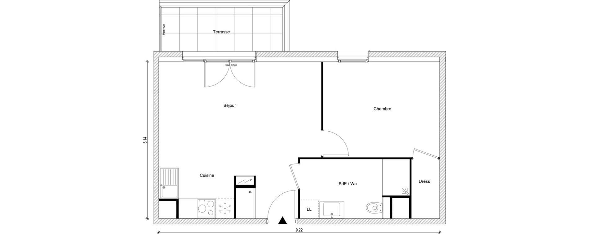Appartement T2 de 45,38 m2 &agrave; Magnanville Centre