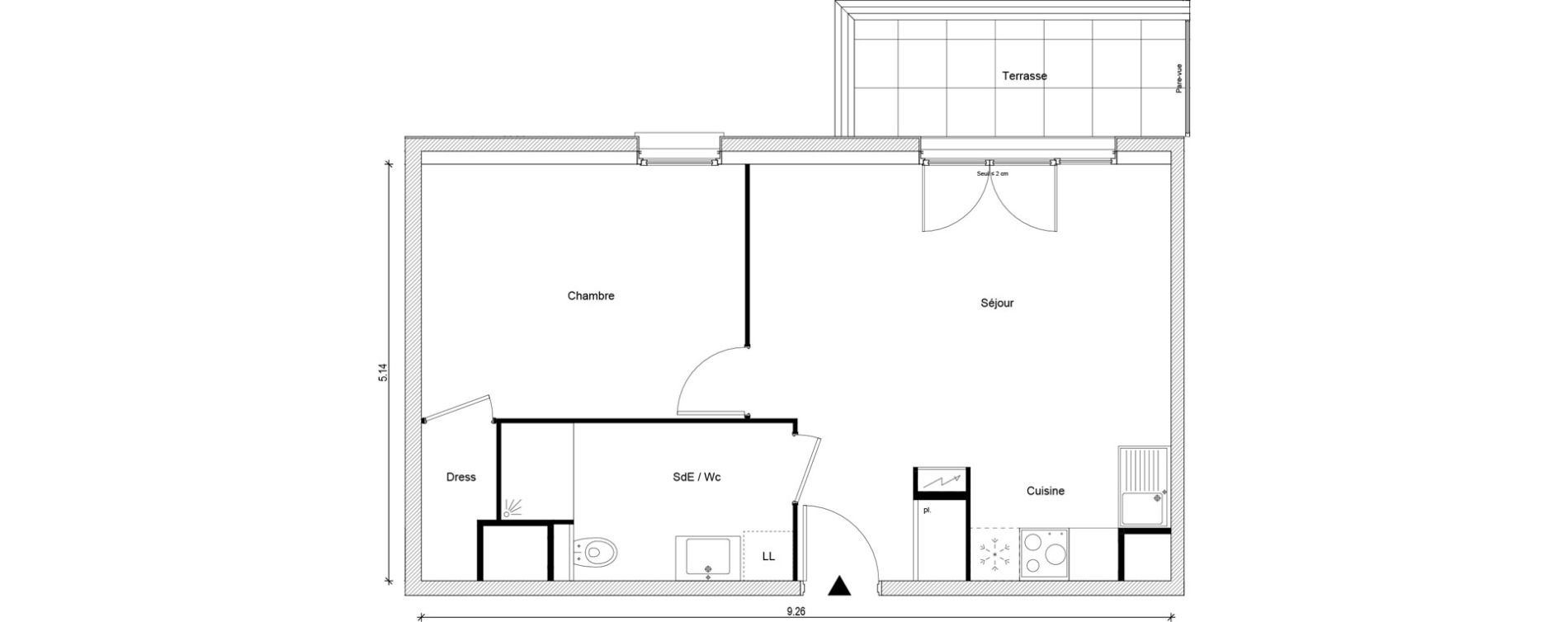 Appartement T2 de 45,37 m2 &agrave; Magnanville Centre