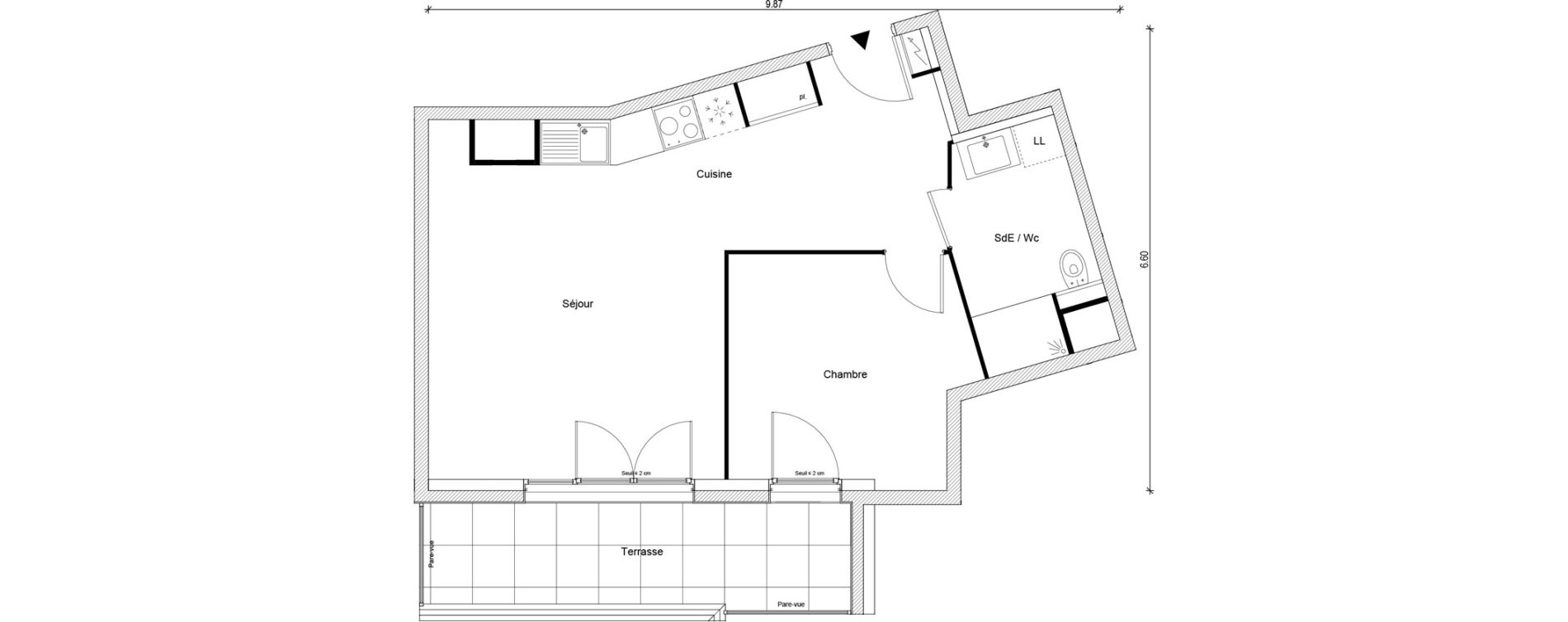 Appartement T2 de 46,26 m2 &agrave; Magnanville Centre