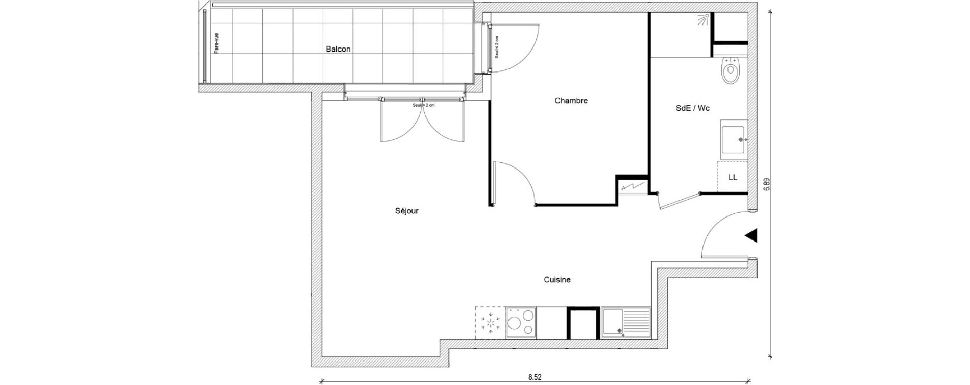 Appartement T2 de 45,72 m2 &agrave; Magnanville Centre