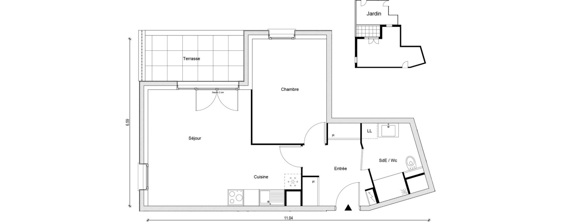 Appartement T2 de 47,40 m2 &agrave; Magnanville Centre