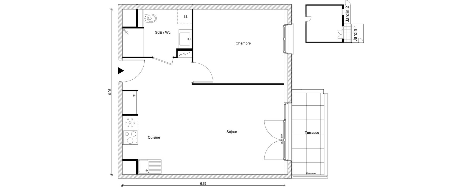 Appartement T2 de 45,26 m2 &agrave; Magnanville Centre