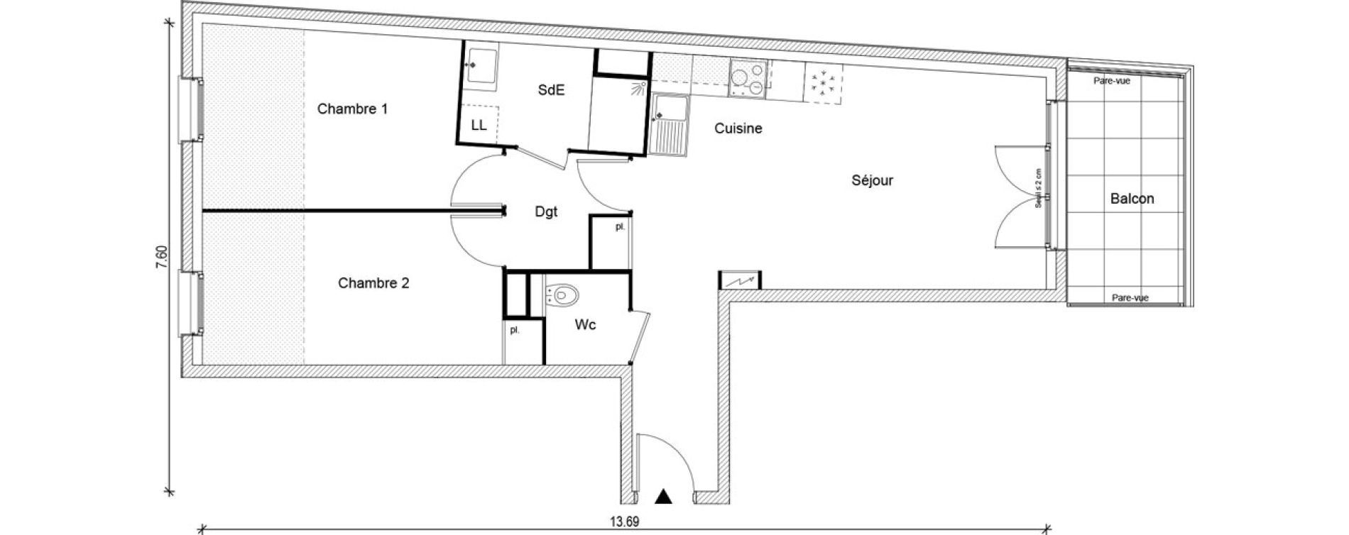 Appartement T3 de 64,08 m2 &agrave; Magnanville Centre