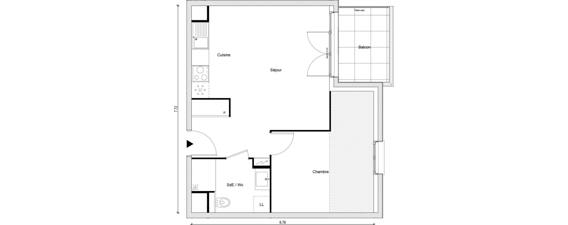 Appartement T2 de 45,23 m2 &agrave; Magnanville Centre
