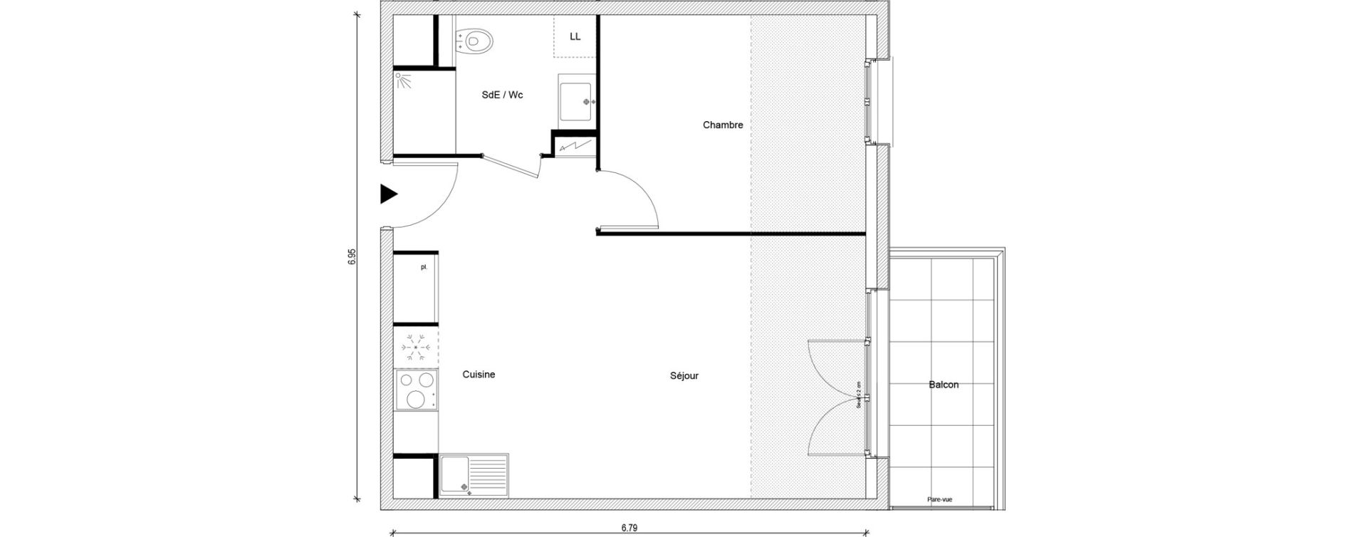 Appartement T2 de 45,26 m2 &agrave; Magnanville Centre